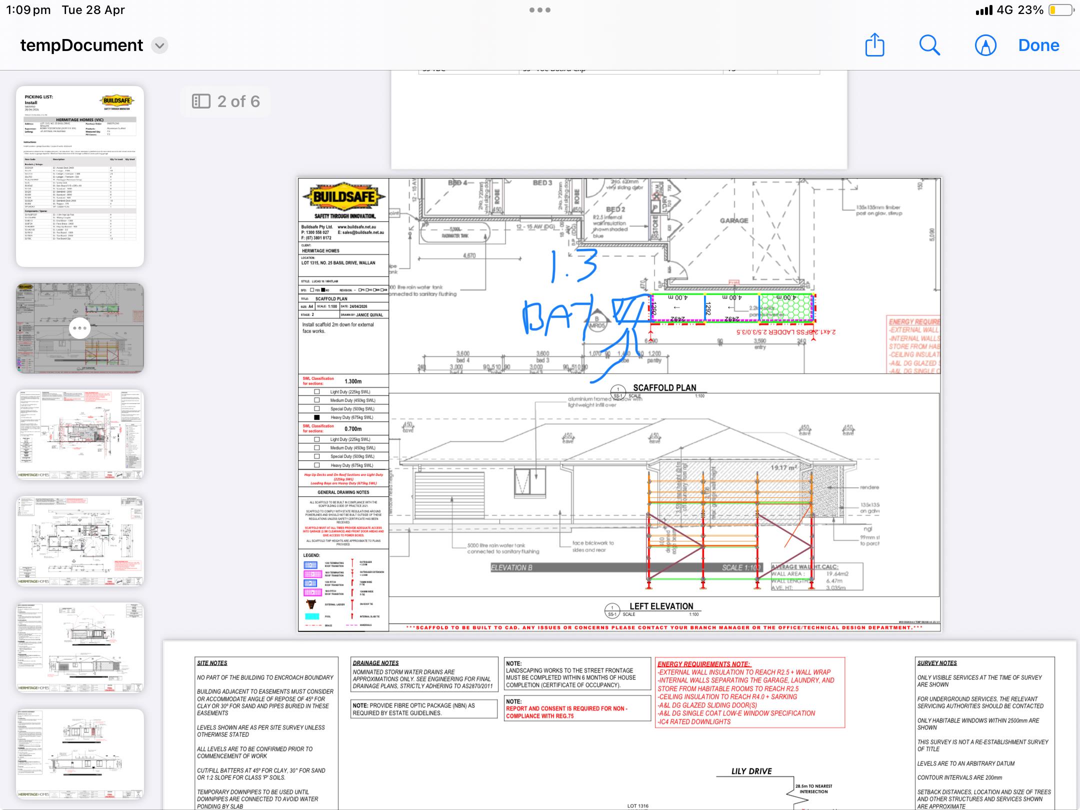 Details why not built to CAD